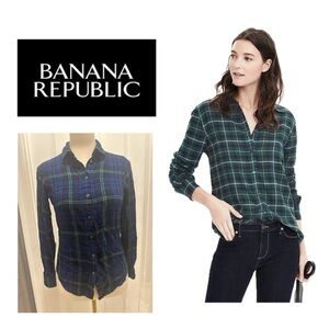 Banana Republic Blue‎ and Green Plaid Shirt